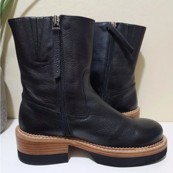 Paloma Barceló Black Leather Platform Ankle Boots - Picture 9 of 10